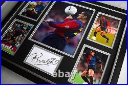 Rivaldo SIGNED Framed Photo Autograph Huge display Barcelona Football AFTAL COA