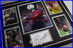 Rivaldo SIGNED Framed Photo Autograph Huge display Barcelona Football AFTAL COA