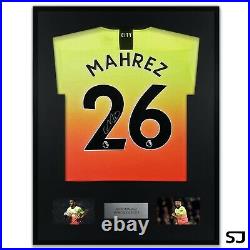 Riyad Mahrez Signed Manchester City Shirt Framed COA Photo Autographed Jersey MC