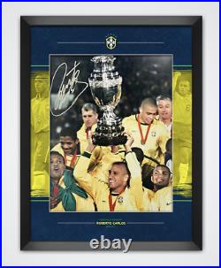 Roberto Carlos Signed & Framed 11X14 Photo Brazil EXACT PROOF 2002 WC AFTAL COA