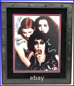 Rocky Horror Picture Show Cast Signed Autograph x3 Photo Tim Curry Framed BAS