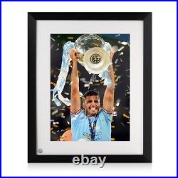 Rodri Signed Manchester City Football Photo CL Trophy. Framed