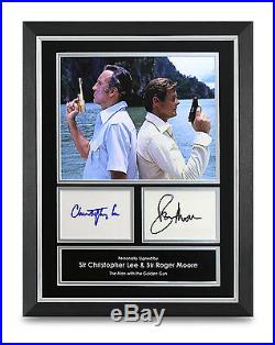 Roger Moore & Christopher Lee Signed 16x12 Photo Framed Display 007 Autograph