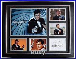 Roger Moore Signed Autograph 16x12 framed photo display James Bond 007 Film COA