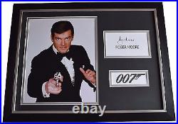 Roger Moore Signed FRAMED Photo Autograph 16x12 display James Bond 007 Film COA
