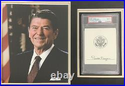 Ronald Reagan Signed Photo 8x10 Bookplate Autograph President PSA/DNA 9 Framed