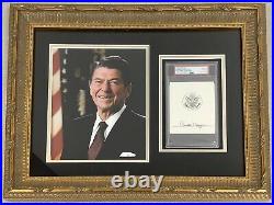 Ronald Reagan Signed Photo 8x10 Bookplate Autograph President PSA/DNA 9 Framed