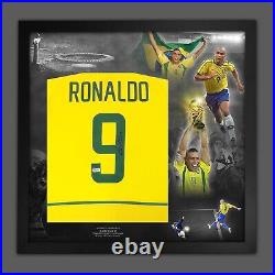 Ronaldo Nazario Signed Brazil Football Shirt In Framed Picture Mount Display