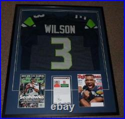 Russell Wilson Signed Framed 33x40 Jersey Display JSA Seahawks College Signature