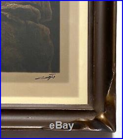 SIGNED Edward Curtis Silver Border Photo Signal Fire Mountain Gods Batwing Frame