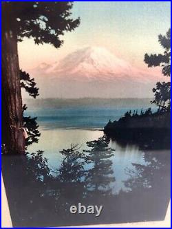 SIGNED Norman Edson Mt Rainier The Suns Last Glow Antique Photo Personal Inscrip