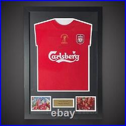STEVEN GERRARD Hand Signed Liverpool 2005 Istanbul Shirt Framed COA £225