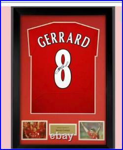 STEVEN GERRARD hand signed Liverpool 2005 Istanbul Shirt no. 8 framed