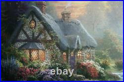 S/N Thomas Kinkade 24x20 A QUIET EVENING Framed Picture Print Serigraph w COA