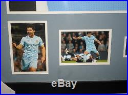 Sergio Aguero Signed Manchester City Jersey Framed + Photo Proof & C. O. A