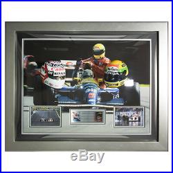 Signed Ayrton Senna photo & Nigel Mansell 1/2 Scale Helmet F1 Framed Display