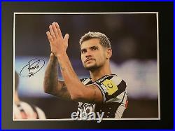 Signed Framed Bruno Guimaraes Newcastle United Autograph Photo Brazil Lyon