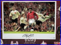 Signed Framed Ryan Giggs Manchester United Autograph Photo Montage Wales
