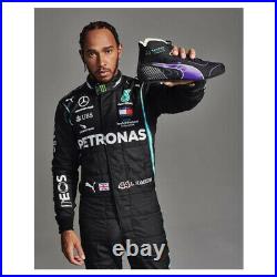 Signed Lewis Hamilton Photo & F1 Puma Boot Framed 2020 Display Mercedes F1
