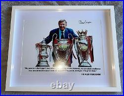 Sir Alex Ferguson Hand Signed HUGE 16X12 Framed Treble Photo Man Utd COA PROOF
