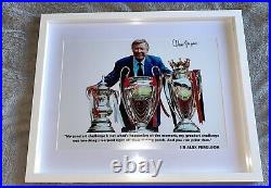 Sir Alex Ferguson Hand Signed HUGE 16X12 Framed Treble Photo Man Utd COA PROOF