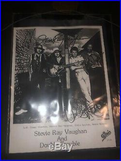 Stevie Ray Vaughan and Double Trouble Signed Promo Photo with Custom Frame