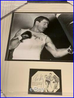 Stunning Rocky Marciano SIGNED Boxing Photo JSA LOA Huge Autograph Framed 16x18