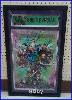 Suicide Squad Cast Signed Photo Leto Robbie Smith Delevingne Hernandez Coa Frame