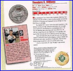 Ted Williams Signed 500 Hr. 999 Silver Coin Auto Green Diamond Steiner Framed