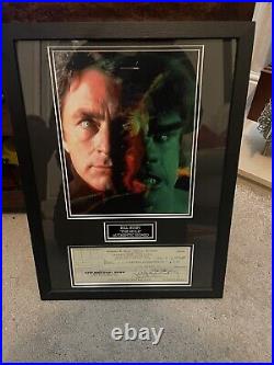 The Hulk Bill Bixby Signed Framed 1970 Check & Photo Display 16x20