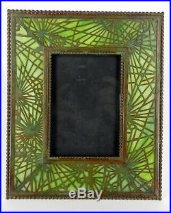 Tiffany Studios New York 17 Pine Needle Bronze Green Slag Glass Picture Frame