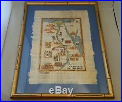 Treasures of the Nile Egypt Hand Painted Map Picture Framed Cairo Sinai Signed