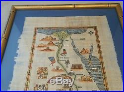 Treasures of the Nile Egypt Hand Painted Map Picture Framed Cairo Sinai Signed
