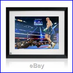 Tyson Fury Signed Boxing Photo Deontay Wilder Knockdown Framed