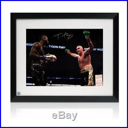 Tyson Fury Signed Photo Fighting Deontay Wilder Framed