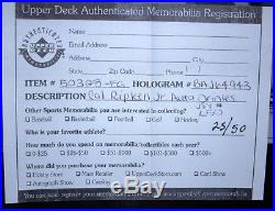 UDA Cal Ripken Jr Upper Deck Signed Numbers Framed LE 25/50 Orioles RARE