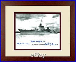 USS Indianapolis CA-35 US Navy Ship WWII Framed Photo Signed By 3 Survivors Coa