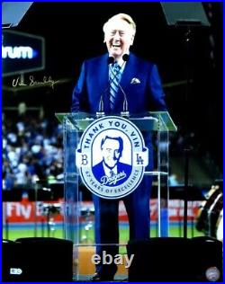 Vin Scully Signed Autograph 16X20 Photo Thank You, Vin LA Dodgers /30 MLB Framed