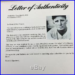 Vintage 1940's Hank Greenberg Signed Autographed 8x10 Photo Framed PSA DNA