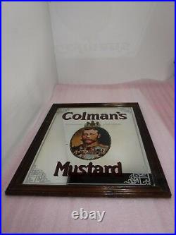 Vintage Large Original Colmans Mustard Mirror Picture Frame Sign. Retro & Cool