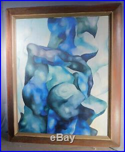 Vintage Modern Biomorphic Abstract Oil Painting John Wells Mid Century Picture F