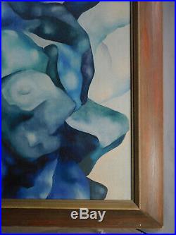 Vintage Modern Biomorphic Abstract Oil Painting John Wells Mid Century Picture F
