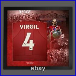 Virgil Van Dijk Liverpool Fc Football Shirt In Framed Picture Mount Presentation