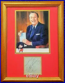 WALT DISNEY framed autograph hand signed with photo featuring Mickey Mouse