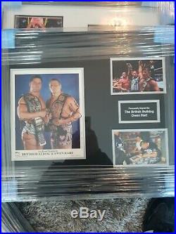WWF British Bulldog And Owen Hart Signed Picture Framed