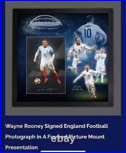 Wayne Rooney Hand Signed England Football Photo In A Framed Picture Mount £99