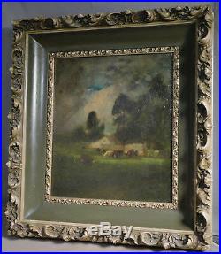 William Keith Tonalist Oil Painting Cows Ranch MASSIVE picture frame California