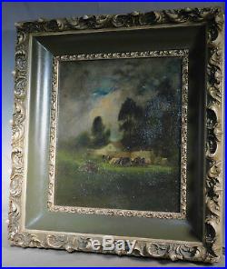 William Keith Tonalist Oil Painting Cows Ranch MASSIVE picture frame California