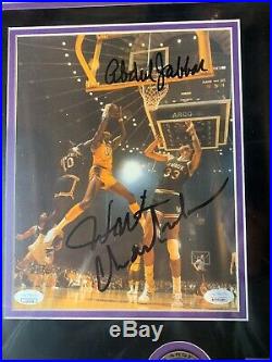 Wilt Chamberlain Kareem Abdul-Jabbar Autograph Signed Lakers 8x10 Framed JSA