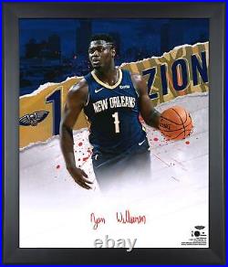 Zion Williamson New Orleans Pelicans Framed Signed 20 x 24 In-Focus Photo